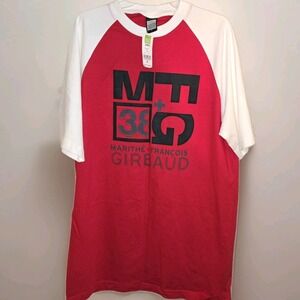 VINTAGE NWT Marithé + François Girbaud T-Shirt Red White Raglan Graphic Tee Y2K‎
